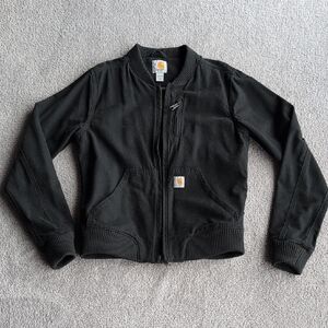 Carhartt Lightweight Black Canvas Bomber Jacket Size XS